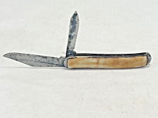 Vintage Old Colonial Cutlery 2 Blade Foldling Pocket Knife Horn Handle picture
