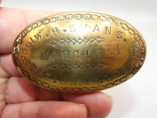 Antique Welsh Brass Miners Tobacco / Snuff Tin - WH EVANS 1905 LOUGHOR picture