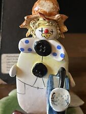 Vintage Lina Zampiva Signed Spaghetti Hair Clown Made in Italy Watering Can 4” T picture