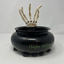 Gemmy Animated Talking Candy Happy Halloween Cauldron Bowl Gotcha Skeleton Hand picture
