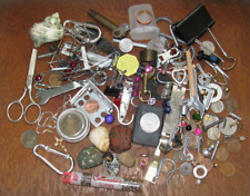 Junk drawer lot coins beach rocks found object altered art craft steampunk parts picture