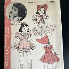 Vintage 1930s Hollywood 1563 Charlene Wyatt Girls Dress Sewing Pattern 2 USED picture