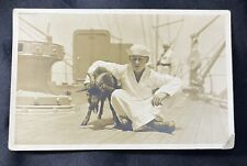 EARLY RPPC BILLY GOAT MASCOT BATTLESHIP NAVY PHOTO POSTCARD picture