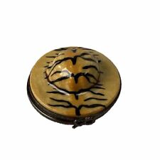 Limoges France Porcelain Trinket Box Tiger striped Hat Marque Deposse Peint Main picture