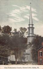 Galena Illinois~First Presbyterian Church Steeple~Homes on Hill Above~1908 PC picture