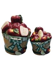 Two 1999 Young's Exclusive Apple Basket Kitchen Canister with Lid READ picture