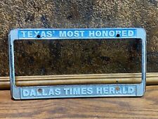Vintage Rare DALLAS TIMES HERALD Newspaper Car License Tag Plate FRAME Reporter picture