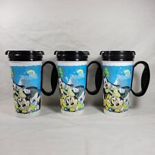 Lot Of 3 Disneyland Resort Plastic Travel Commuter Mugs Micky Mouse Whirley Cup picture