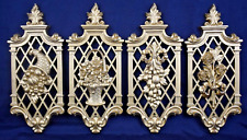Vintage 1971 Dart Homco Wall Plaque Set Gold Lattice Hollywood Regency Syroco picture