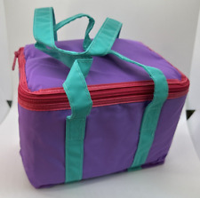 Tupperware Insulated 6 Pack Cooler RETRO Lunch Bag Purple Pink Teal Rare VTG NOS picture