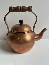 Vintage Copper Tea Kettle Wood Handle and Knob on Lid picture