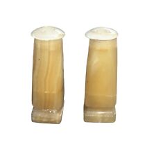 Vintage Mid Century Modern Petite Alabaster Salt and Pepper Shakers  picture
