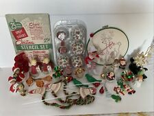 Lot  Of 40 Vintage Christmas Ornaments : Angels Pixie Bells Stencils Foil Tins + picture