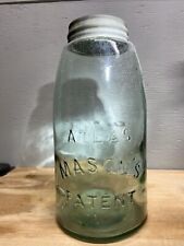 ANTIQUE FRUIT JAR ATLAS MASON'S PATENT NOV. 30TH 1858 1/2 GALLON MINT W/ZINC TOP picture