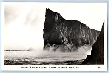 Quebec Canada Postcard Surf at Perce Rock c1940's Posted Vintage RPPC Photo picture