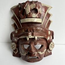 Mayan Aztec Mexican Mask Ceramic Brown Wall Folk Art Decor 9”H x 7.5W picture