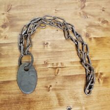 ANTIQUE VINTAGE BRASS NUMBER #25 COW / CATTLE TAG & ORIGINAL CHAIN picture