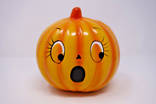 Vintage Holland Orange Halloween Pumpkin Jack O’Lantern Planter 5” Spooky Fun picture