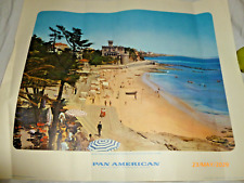 Vintage Original 1959 Pan Am Portugal Beach Poster 16x19