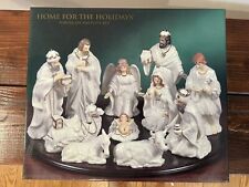 New Porcelain Christmas Nativity Vintage Home For The Holidays 11 Figures picture
