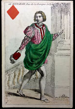 c1850 Hand Colored Beautifully Engraved Antique Playing Cards Historic Single picture
