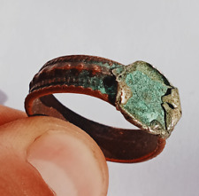 VERY RARE ANCIENT BRONZE ROMAN RING WITH MISSING STONE ARTIFACT AUTHENTIC picture
