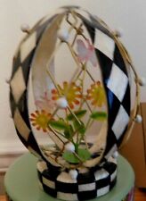 MACKENZIE-CHILD'S FLOWER LATTICE EGG ON COURTLY CHECK BASE,NEW picture