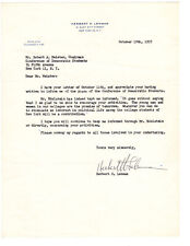Herbert H. Lehman Signed Letter 1957 Autographed / Governor of New York picture
