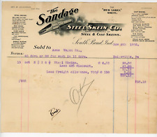 South Bend IN Billhead The Sandage Steel Skein Co 1902 Steel Cast Iron Skeins picture