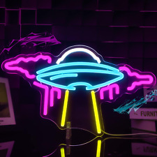 UFO Neon Sign Alien Spaceship LED Neon Lights Dimmable Space Neon Signs for Wall picture