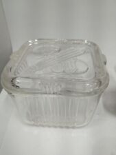 Vintage Refrigerator Container Clear Glass Vegetable Embossed Lid  picture