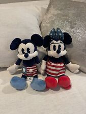 EUC Set (2) Disney Store Mickey and Minnie Mouse Americana Plush Dolls USA 15” picture