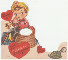 1950s Snake Charmer  THE CHARMER IVE BEEN WAITING FOR Vintage Valentine Card picture