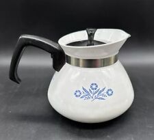 Vintage Blue Cornflower Corning Ware 6 Cup Coffee Tea Pot & Lid USA Pitcher Pour picture