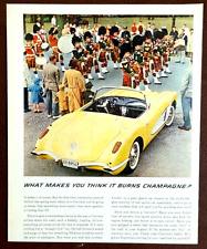 Yellow Chevy Corvette Convertible Original 1959 Vintage Print Ad Wall Art picture