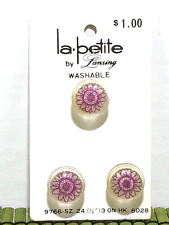 Vintage Buttons La Petite Lansing Clear with Purple Flowers Shank 5/8
