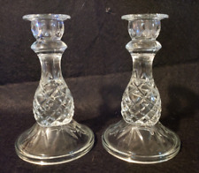 Set of 2 Clear Crystal Glass Candlestick Holders, Pineapple Shaped Heavy picture