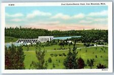 c1920's Ford Hydro-Electric Plant Dam River Iron Mountain Michigan MI Postcard picture
