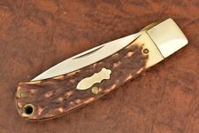 VINTAGE SCHRADE MADE USA UNCLE HENRY STAGLON DELRIN LINERLOCK KNIFE 55UH (14884) picture