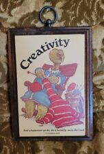 Vtg Cute Wood Plaque Grandma Turtle Knitting Creativity w Colossians 3:23 picture