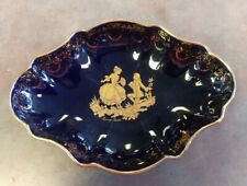 Limoges Vintage Porcelain Cobalt Blue France Trinket Dish Gold Rim 5