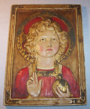 Antique Chalkware Icon Plaque  Sculptor Charles Pizzano ; Blond Boy Jesus Christ picture