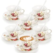 Vintage Rose Garden Tea Cup Set Of 6 With Saucers & Spoons picture