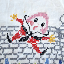 Vintage Embroidered Cotton Linen Square Humpty Dumpty 1970s Lee Wards picture