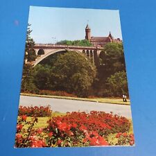 Luxembourg Pont Adolphe et Caisse d'Epargne Postcard Chrome Divided picture