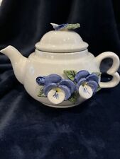 Vintage 1998 Mudpie Teapot Pansy Motif -Beautiful picture