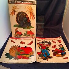 1991 Vintage Thanksgiving Fall Autumn Window Decorations Color Clings Scarecrow picture