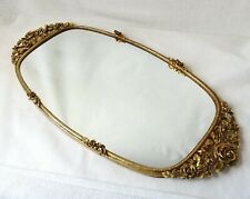 Vintage Gold Mirror Vanity Tray Hollywood Regency Roses Matson *Flaw picture