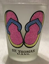 St Thomas USVI Travel Vacation Colorful Sparkle Flip Flops Frosted Shot Glass  picture