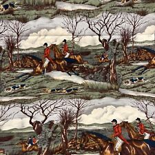 Vintage Alexander Henry Fabric Collection English Fox Hunt Horses Dogs picture